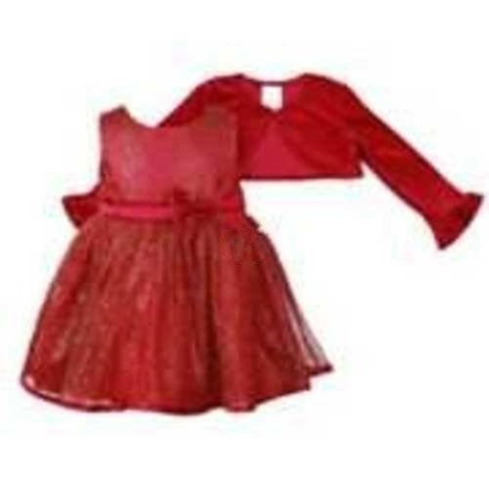 Girls Christmas Dress & Shrug 12 mths Red Gold Sparkle Formal Capelet Youngland